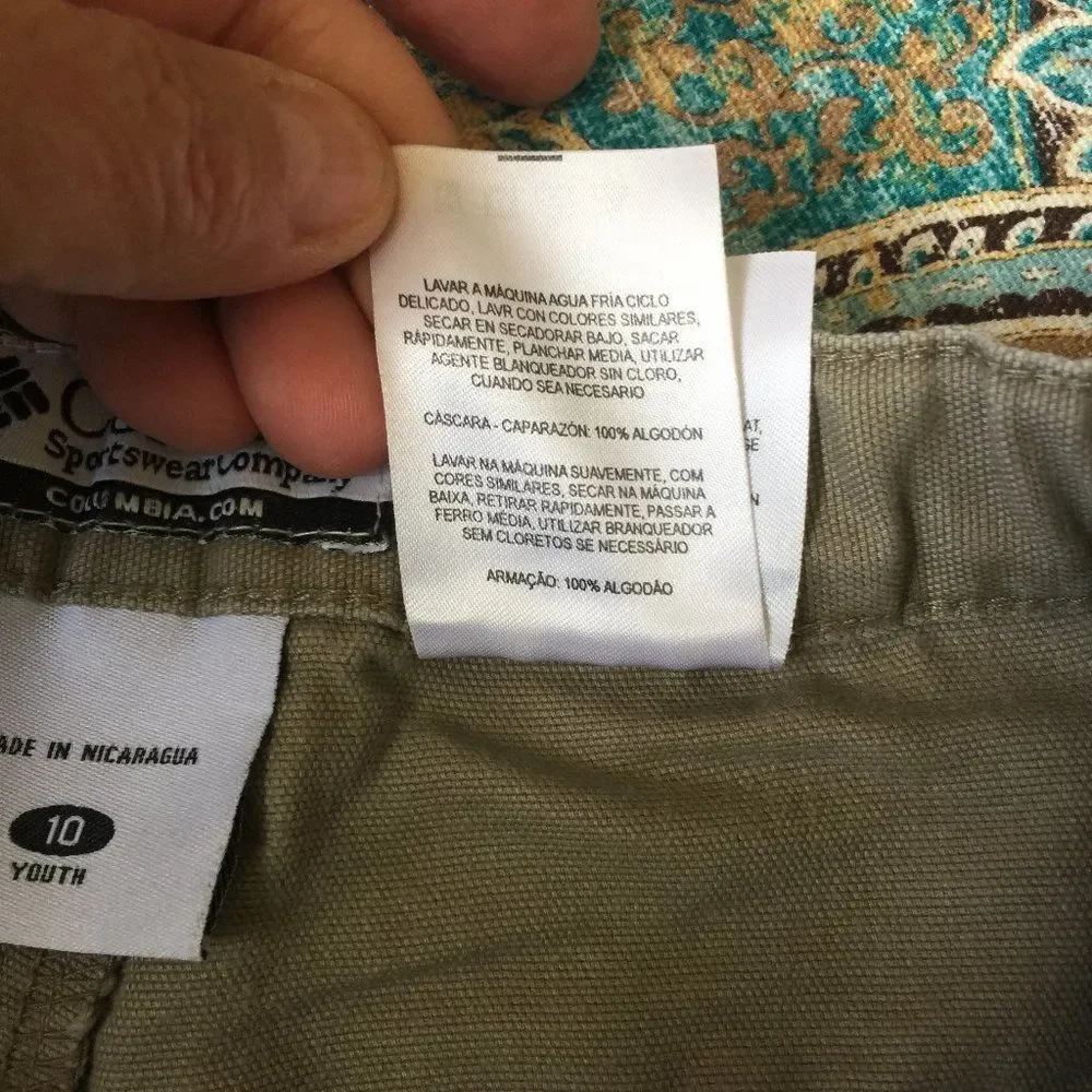 Columbia Youth Hiking Pants Size 10 Tan Adjustable Waist Cargo Outdoor